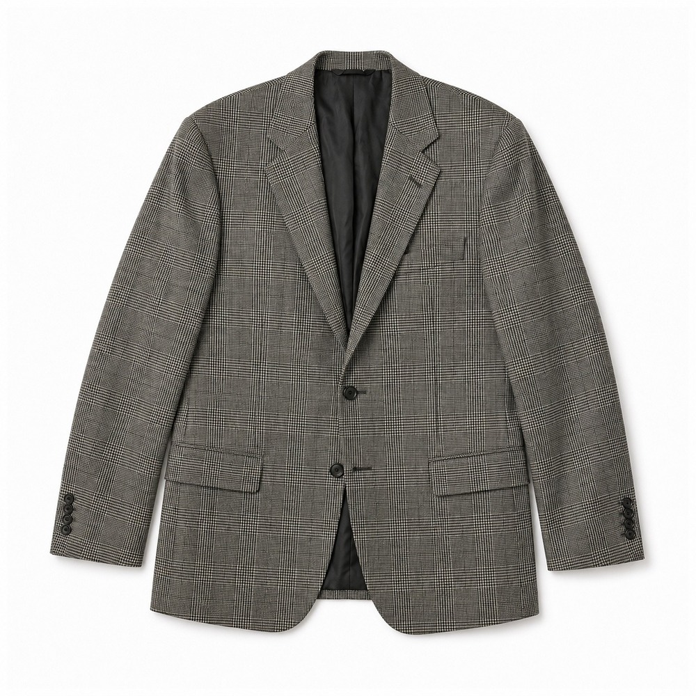 Jos. A. Bank Signature Glen Plaid Blazer Men 44R Gray Silk Camel Hair Sport Coat